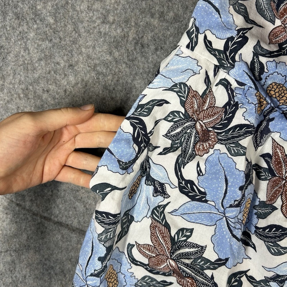 Old Navy Romper 2XL Blue Floral Linen Blend O Ring Halter Smocked Back Resort - Picture 11 of 11